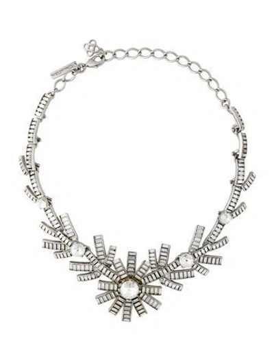 Pre-owned Oscar De La Renta Crystal Collar Necklace, 18" In Multi