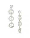 Oscar De La Renta Crystal Disc Triple Earrings In White