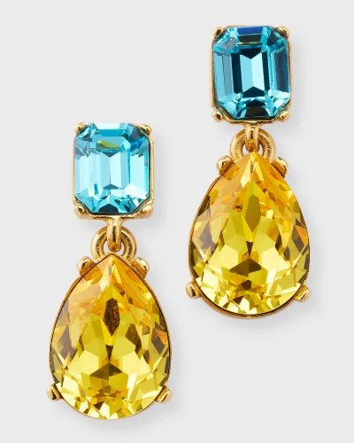 Oscar De La Renta Crystal Drop Earrings In Gold