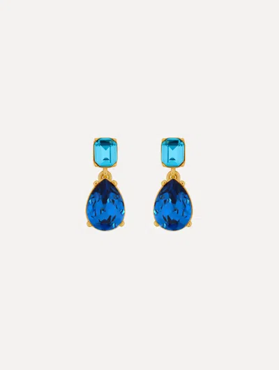 Oscar De La Renta Crystal Drop Earrings In Blue