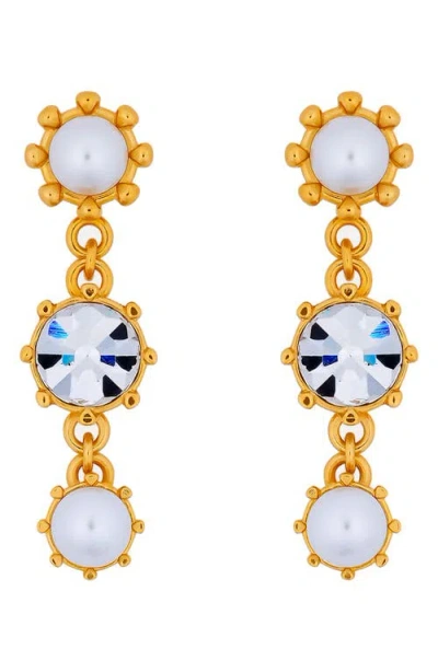 Oscar De La Renta Crystal Drop Earrings In Gold