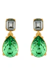 Oscar De La Renta Crystal Drop Earrings In Green