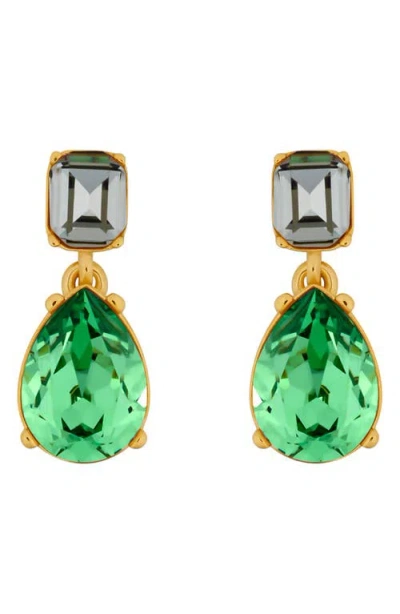 Oscar De La Renta Crystal Drop Earrings In Green