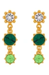 Oscar De La Renta Crystal Drop Earrings In Green