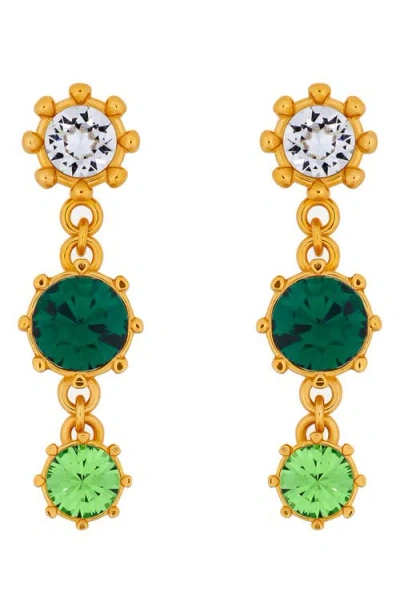 Oscar De La Renta Crystal Drop Earrings In Green