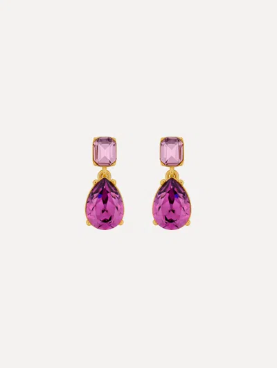 Oscar De La Renta Crystal Drop Earrings In Pink