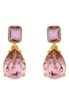 Oscar De La Renta Crystal Drop Earrings In Pink