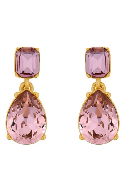 Oscar De La Renta Crystal Drop Earrings In Pink