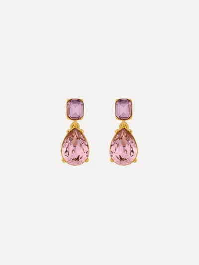 Oscar De La Renta Crystal Drop Earrings In Purple