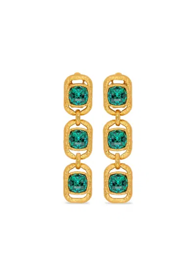 Oscar De La Renta Crystal-embellished Chain Earrings In Gold