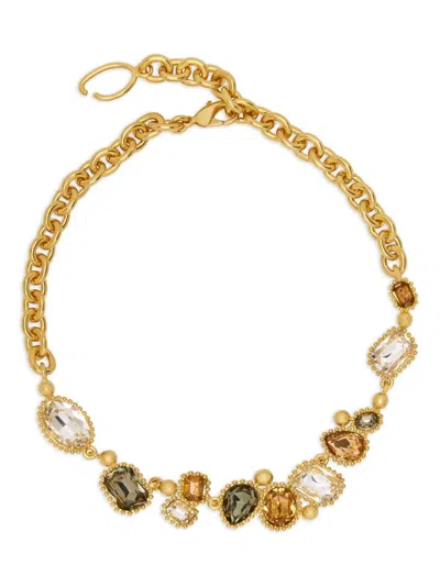 Oscar De La Renta Crystal-embellished Chain Necklace In Gold