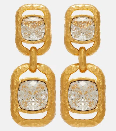 Oscar De La Renta Crystal-embellished Drop Earrings In Gold