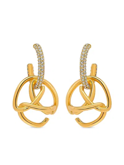 Oscar De La Renta Crystal-embellished Hoop Earrings In Gold