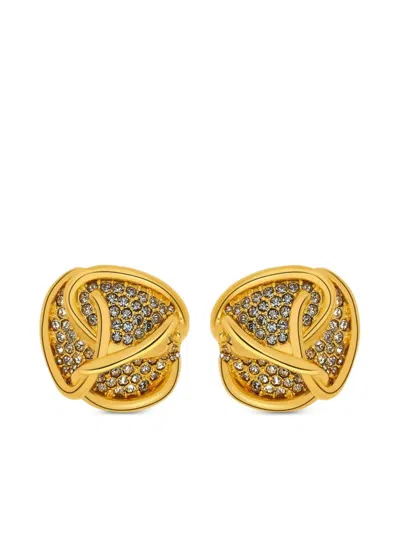 Oscar De La Renta Crystal-embellished Knot Earrings In Gold