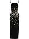 Oscar De La Renta Crystal Triangle Embellished Cocktail Dress In 黑色