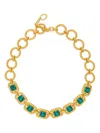 Oscar De La Renta Rectangle Crystal Chain-link Necklace In Gold