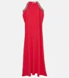 Oscar De La Renta Crystal-embellished Silk-blend Gown In Red