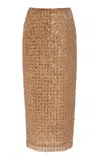 Oscar De La Renta Crystal-embellished Tulle Maxi Skirt In Gold