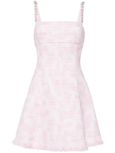 Oscar De La Renta Crystal-embellished Tweed Minidress In Rosa
