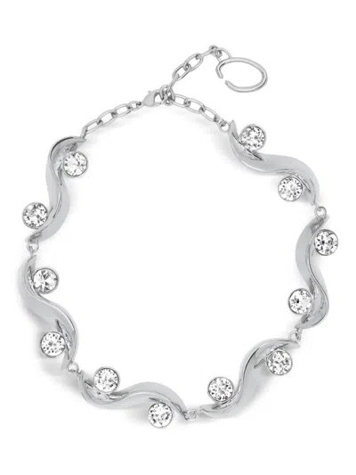 Oscar De La Renta クリスタル ウェーブネックレス In White