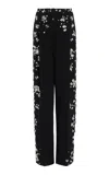 Oscar De La Renta Crystal-embellished Wool Straight-leg Pants In Black