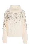 Oscar De La Renta Crystal-embellished Wool Sweater In Ivory