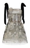 OSCAR DE LA RENTA CRYSTAL-EMBROIDERED MIDI DRESS