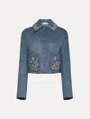 Oscar De La Renta Crystal Embroidered Suede Jacket
