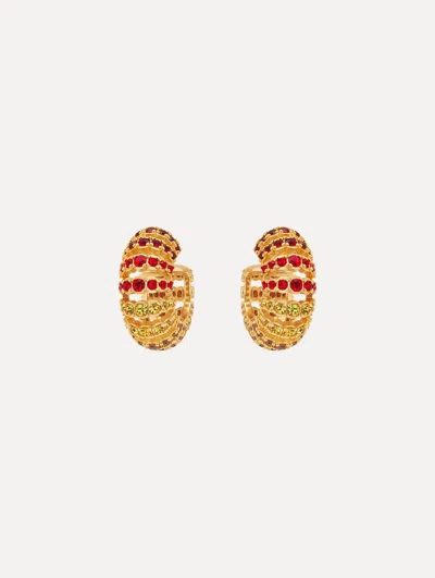 OSCAR DE LA RENTA CRYSTAL FAN HOOP EARRINGS