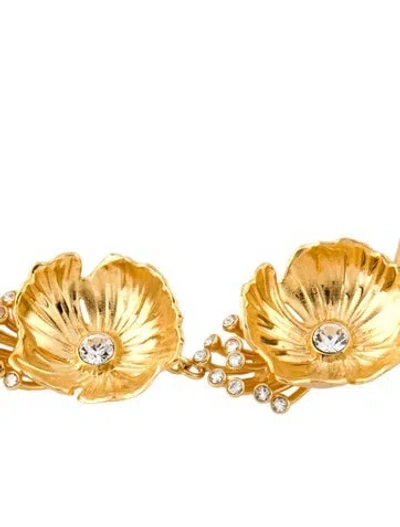 Pre-owned Oscar De La Renta Crystal Flower Collar Necklace, 17.75" In Multi