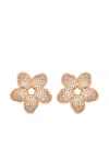 Oscar De La Renta Crystal O Flower Earrings In Gold
