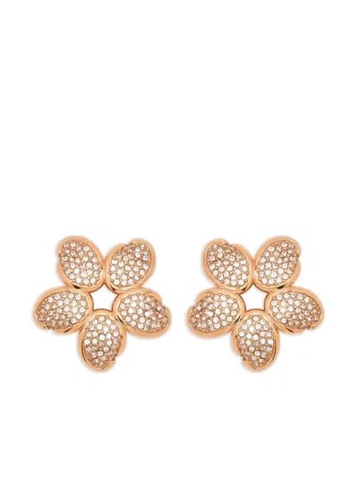 Oscar De La Renta Crystal Flower Earrings