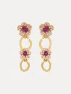Oscar De La Renta Crystal Flower O Drop Earrings