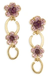 Oscar De La Renta Crystal Flower O Drop Earrings In Rose