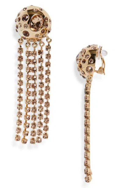 Oscar De La Renta Crystal Fringe Chandelier Clip-on Earrings In Gold
