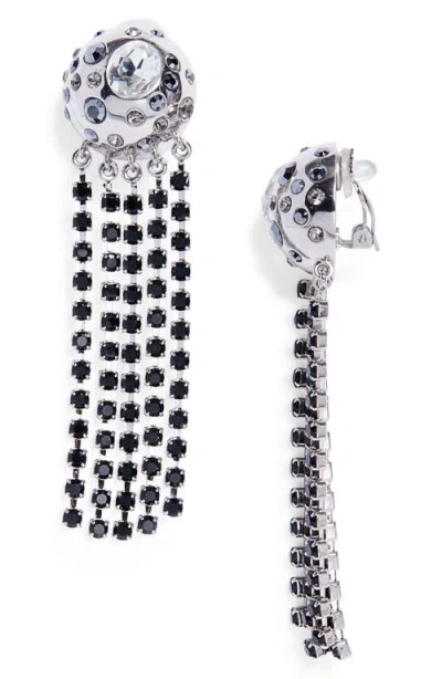 Oscar De La Renta Crystal Fringe Chandelier Clip-on Earrings In Multi