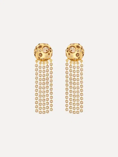 Oscar De La Renta Crystal Fringe Chandelier Earrings In Gold