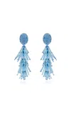 Oscar De La Renta Crystal Fringe Clip-on Earrings In Blue