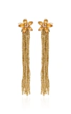 OSCAR DE LA RENTA CRYSTAL FRINGE FLOWER EARRINGS