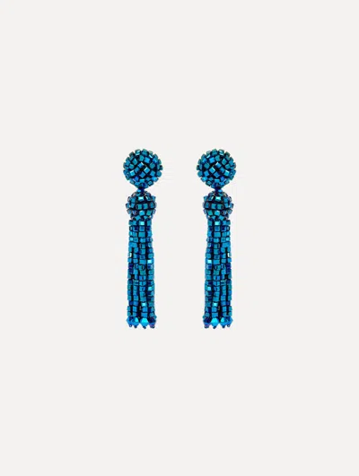 Oscar De La Renta Crystal Fringe Tassel Clip-on Earrings In Gold