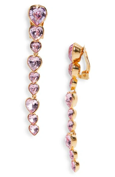 Oscar De La Renta Crystal Heart Clip-on Drop Earrings In Multi