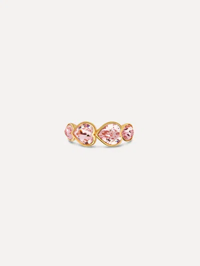 Oscar De La Renta Crystal Heart Ring In Gold