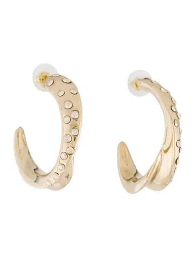 Pre-owned Oscar De La Renta Crystal Hoop Earrings In Multi