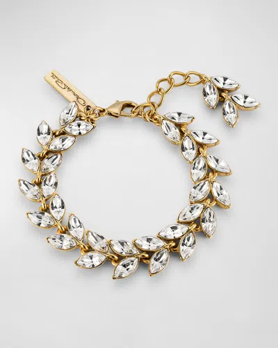 Oscar De La Renta Crystal Leaf Bracelet In Gold