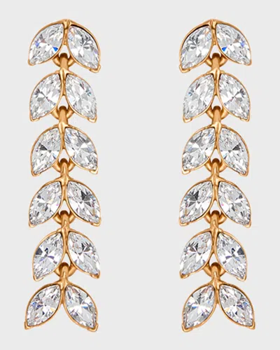 Oscar De La Renta Crystal Leaf Earrings In Gold