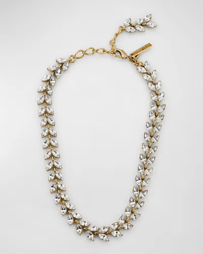 Oscar De La Renta Crystal Leaf Necklace In Gold