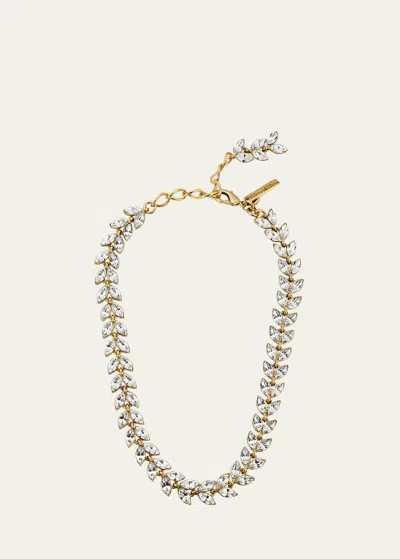 Oscar De La Renta Crystal Leaf Necklace