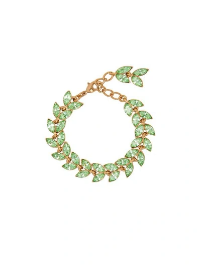 Oscar De La Renta Crystal Leaves Bracelet In Chrysolite