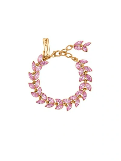 Oscar De La Renta Crystal Leaves Bracelet In Rose