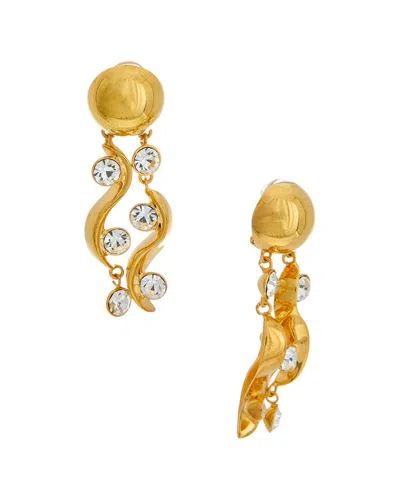 Oscar De La Renta Crystal Multi Wave Drop Earrings In Gold